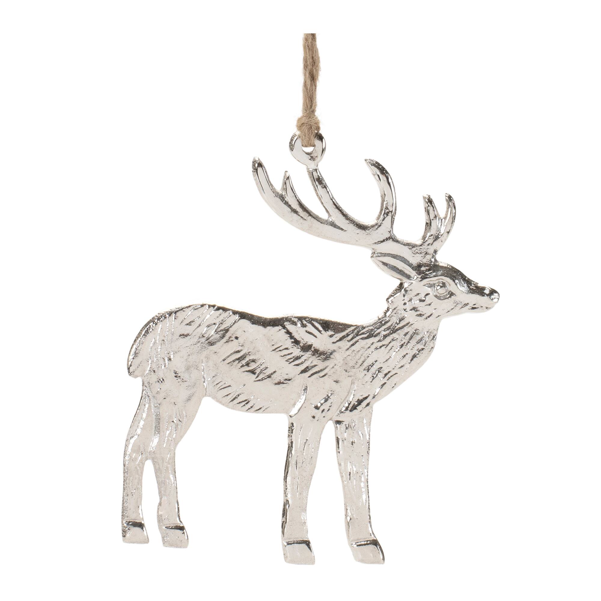 4.25" Etched Metal Deer Ornaments, 6ct.